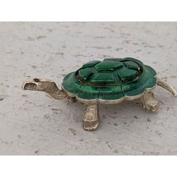 Vintage Napier Gold & Green Turtle Brooch Pin ocean beach aquatic 2" - Picture 2 of 9